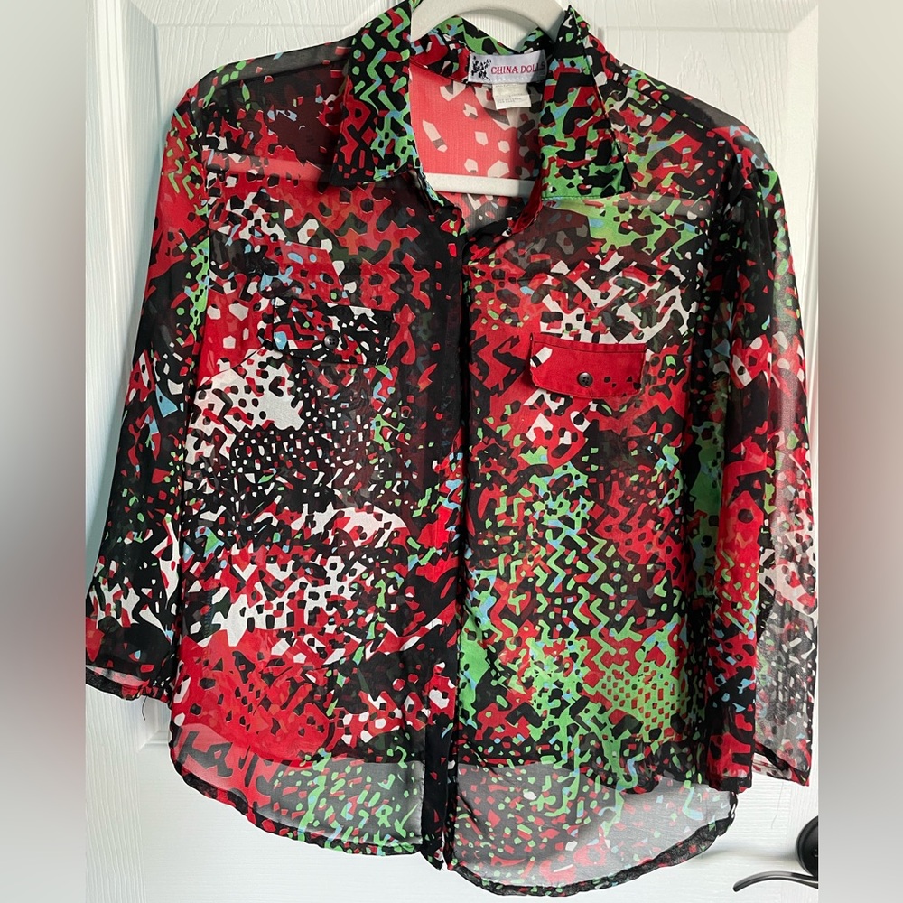 Sheer Abstract Blouse